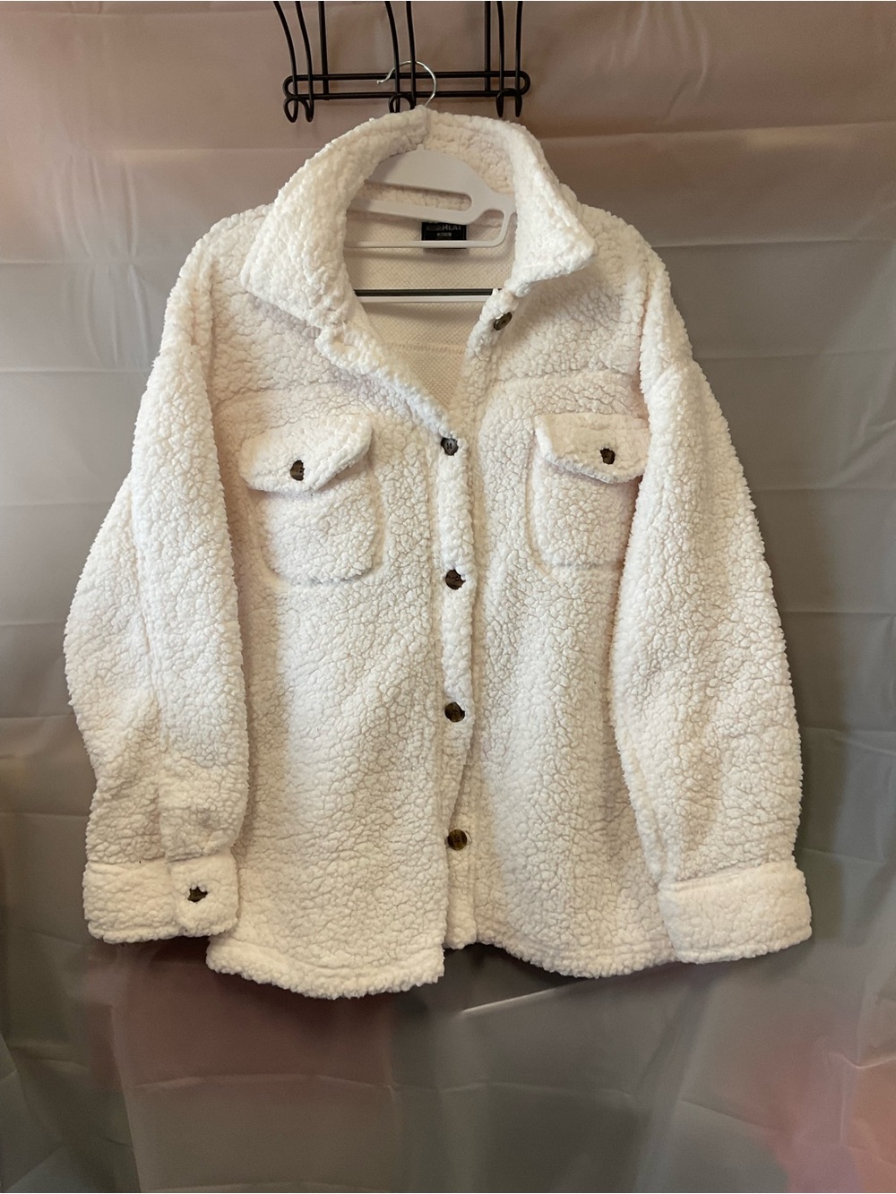 32 Degrees White Teddy Sherpa Button-Up Jacket